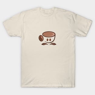 A cup of coffee with beans logo design T-Shirt